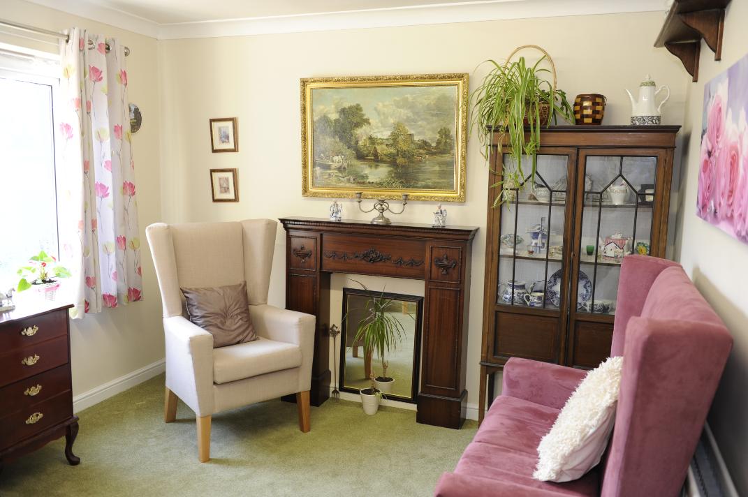a lounge area with armchairs